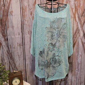 Light Blue Loose-Fit Floral Top